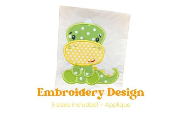 Adorable Kids Dinosaur Applique Embroidery