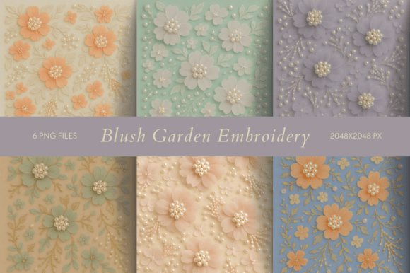 Blush Garden Embroidery: A Luxurious Floral Set