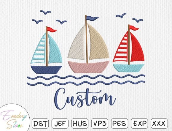 Charming Customizable Nautical Embroidery