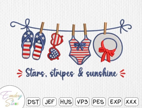 Cheerful Patriotic Summer Embroidery Design