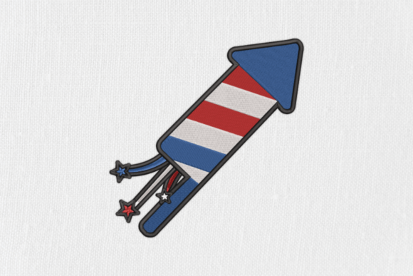 Fireworks Rocket Embroidery: A Festive and Patriotic Design