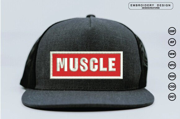 Impressive Muscle 3D Embroidery Design for Apparel