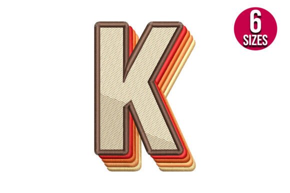Retro Alphabet Letter K: A Groovy Embroidery Design