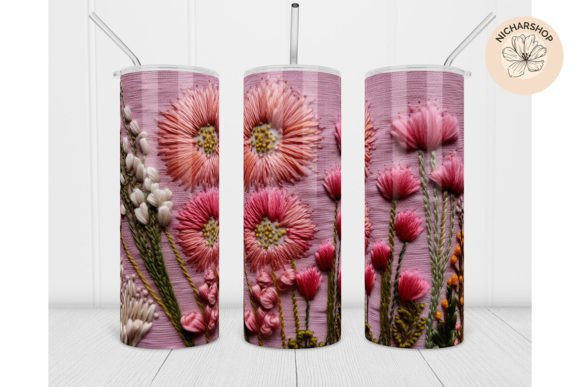 Review: 20oz 3D Pink Flower Embroidery Tumbler2