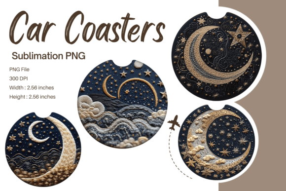 Review: 3D Moon Star Embroidery Car Coaster PNG