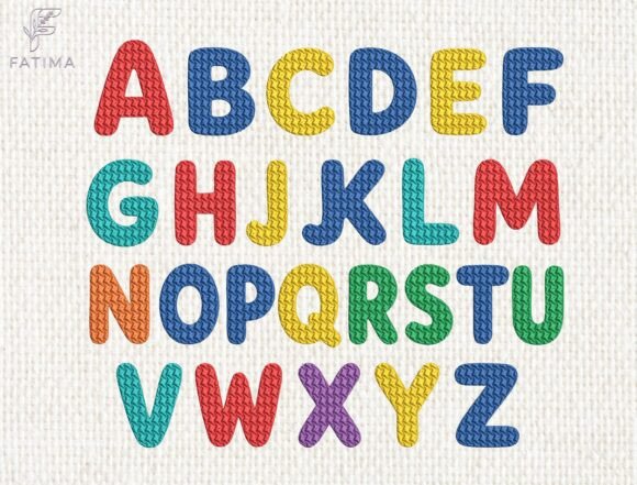 Vibrant Alphabet Embroidery Design Set